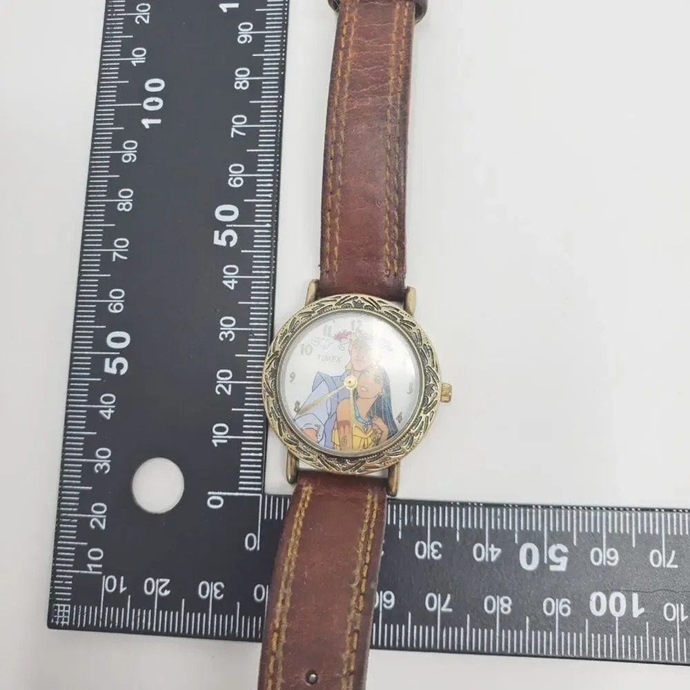 Disney X Timex Pocahontas Brass w Moving Leaves, Brown Band Watch